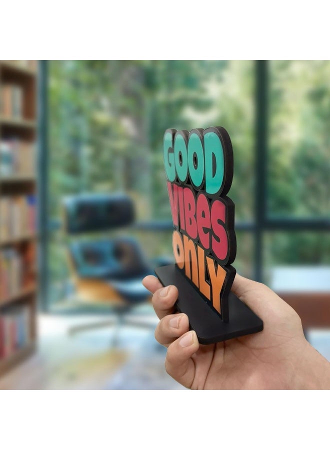 Artvibes Wooden Idols and Figurine Good Vibes Only Motivational Quotes Table Decoration for Office Desk | Home Decor Item | Living Room | Modern Art Wood Showpiece Gift Items (SP_1151), Inspirational - Image 5