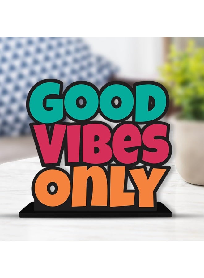 Artvibes Wooden Idols and Figurine Good Vibes Only Motivational Quotes Table Decoration for Office Desk | Home Decor Item | Living Room | Modern Art Wood Showpiece Gift Items (SP_1151), Inspirational - Image 4