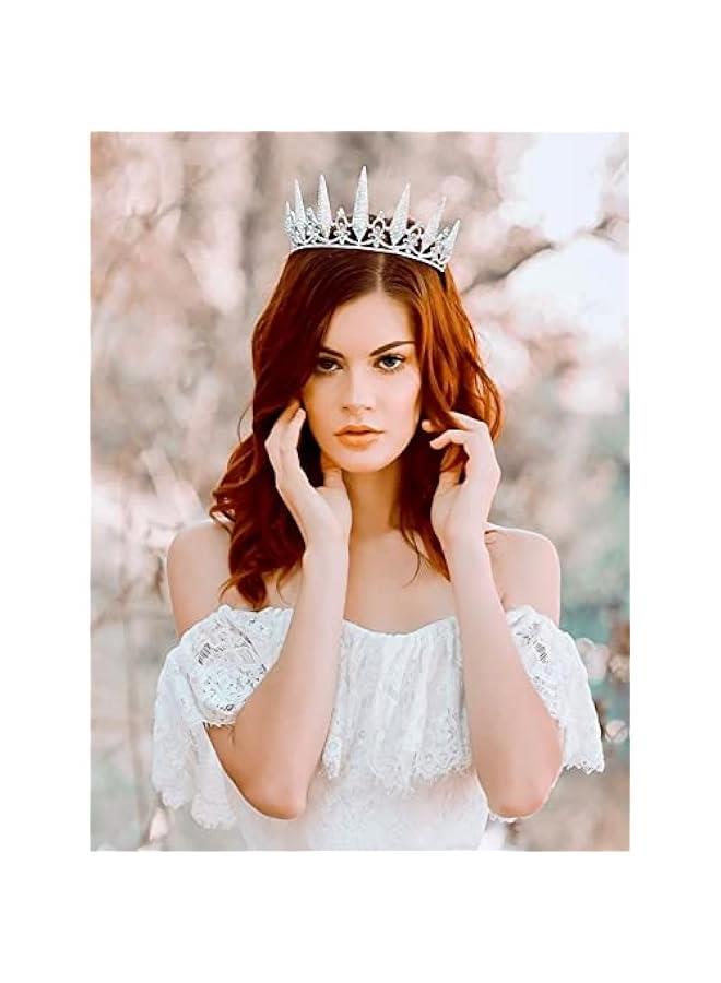 SWEETV Tiaras and Crowns for Women, Crystal Wedding Tiara for Bride, Metal Silver Crown, Costume Party Accessories for Birthday  Prom - Image 4