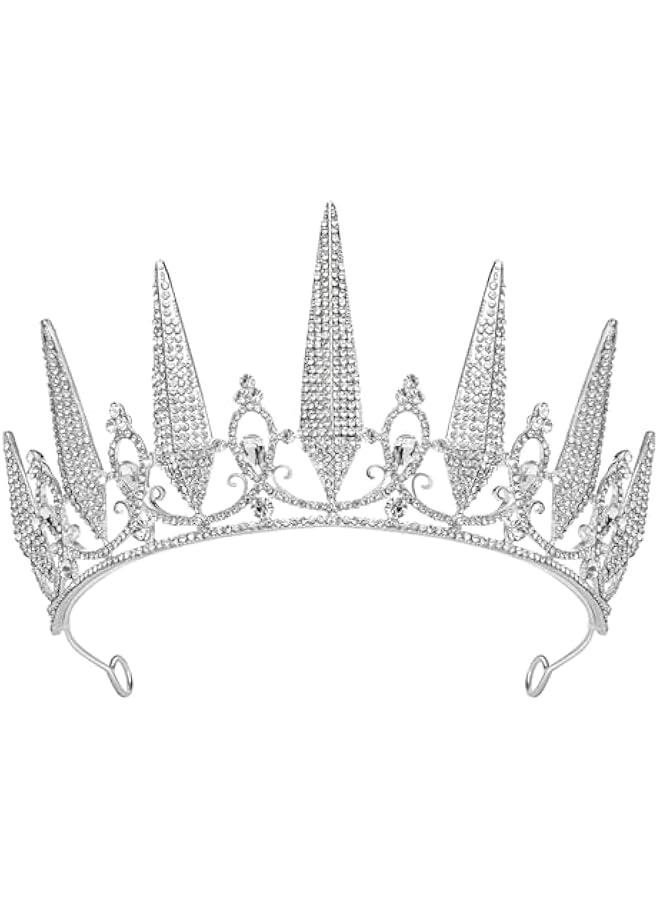 SWEETV Tiaras and Crowns for Women, Crystal Wedding Tiara for Bride, Metal Silver Crown, Costume Party Accessories for Birthday  Prom - Image 1