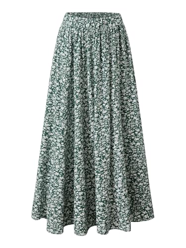 Seechoslo New 6-14 Years Girls Floral Maxi Skirt Boho Flowy A-Line Summer Midi Skirt with Elastic Waist (US, Age, 6 Years, Green) - Image 5