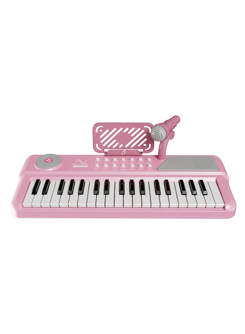 37-Key Electronic Keyboard for Kids, Sakura Pink - Image 1