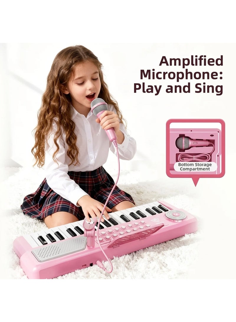 37-Key Electronic Keyboard for Kids, Sakura Pink - Image 4