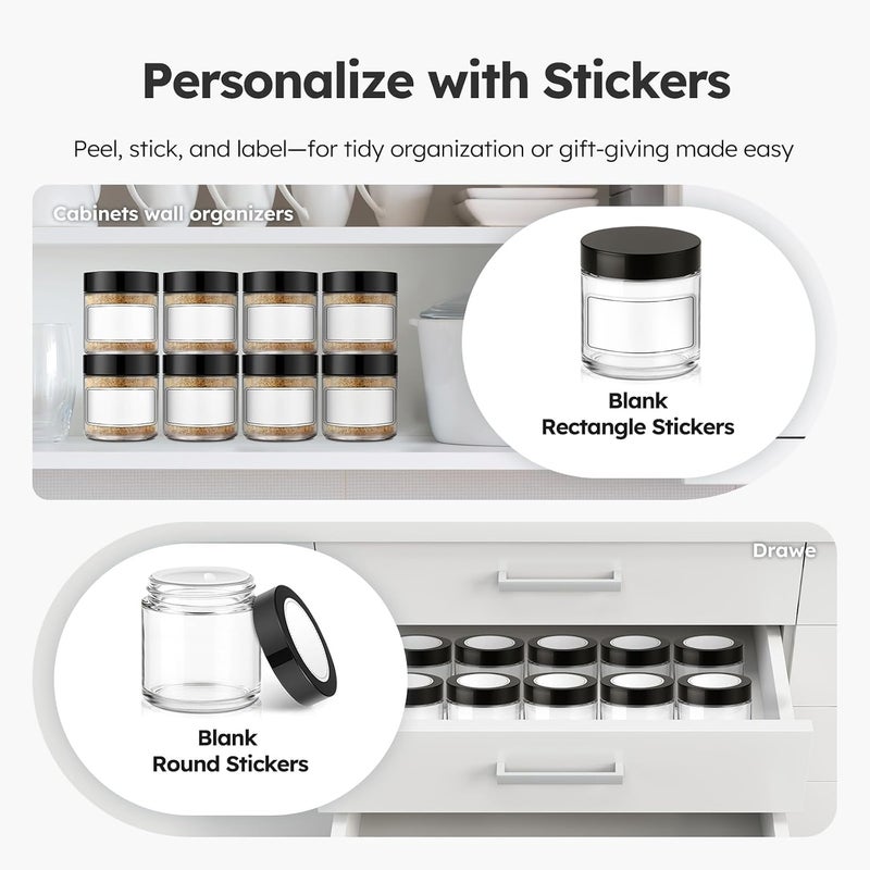 Tecohouse 4 oz Glass Jars with Lids, 24 Pack Clear Small Glass Jars with Black Lids Leakproof Round Airtight Empty Cosmetic Travel Containers with Inner Liners For Lotions Powders and Candle Making - Image 5