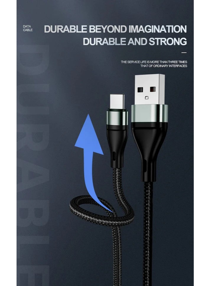 آي كيو تاتش كابل شحن IQ TOUCH بطول متر واحد من النايلون المضفر USB-A إلى USB-C - ICHARGE-IQ-C1 - Image 2