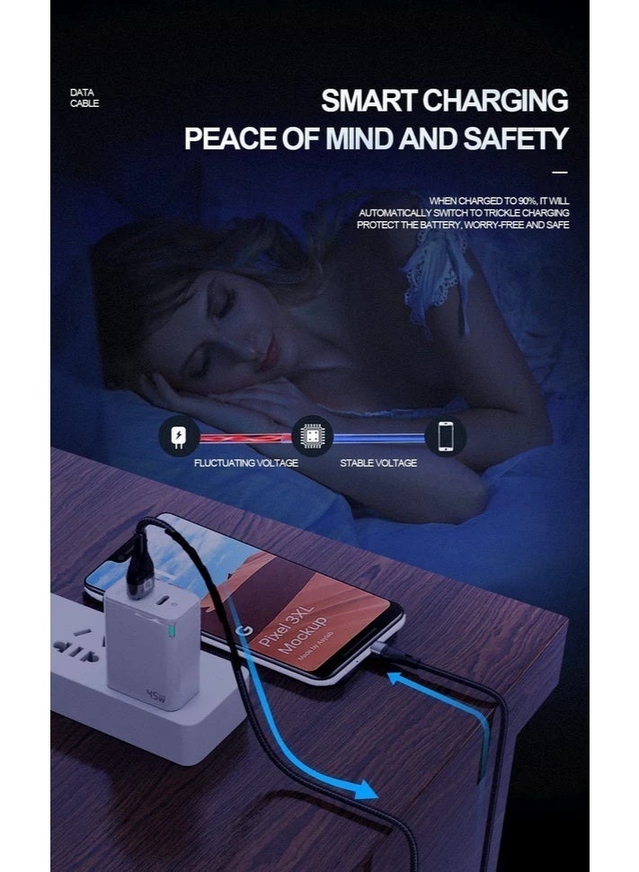 آي كيو تاتش كابل شحن IQ TOUCH بطول متر واحد من النايلون المضفر USB-A إلى USB-C - ICHARGE-IQ-C1 - Image 3