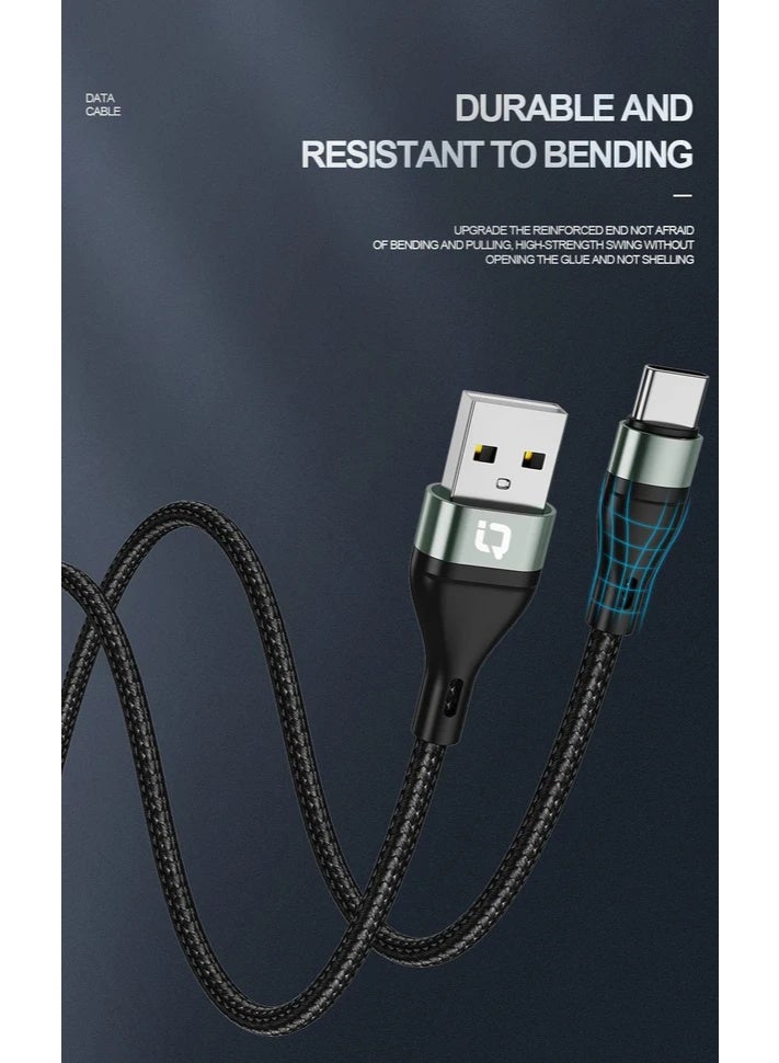 آي كيو تاتش كابل شحن IQ TOUCH بطول متر واحد من النايلون المضفر USB-A إلى USB-C - ICHARGE-IQ-C1 - Image 4