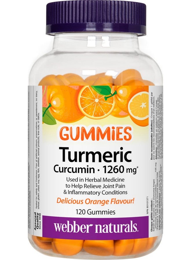 Webber naturals Webber Naturals Turmeric Curcumin Gummies 1260 mg Orange, 120 Gummies - Image 1