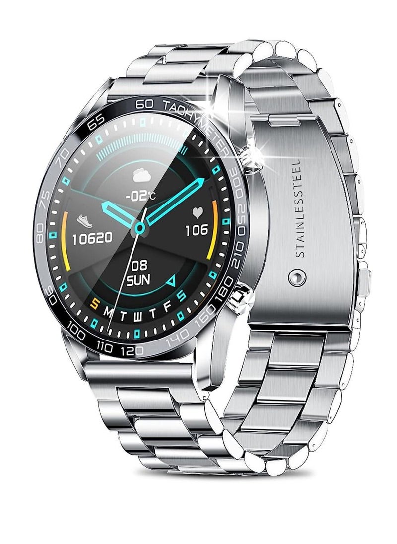 Zoom Plus - Bluetooth Calling Stainless Steel Multi-Function Heart Rate Monitor Smartwatch Silver - Image 1