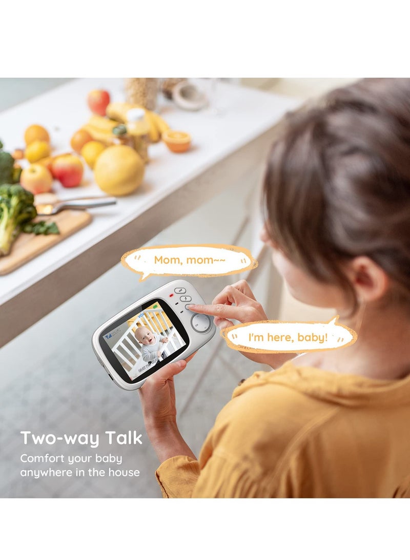 Generic Wireless Baby Monitor with 3.2 Inch HD Screen Night Vision Two-Way Talk and Feeding Reminder  - Image 4