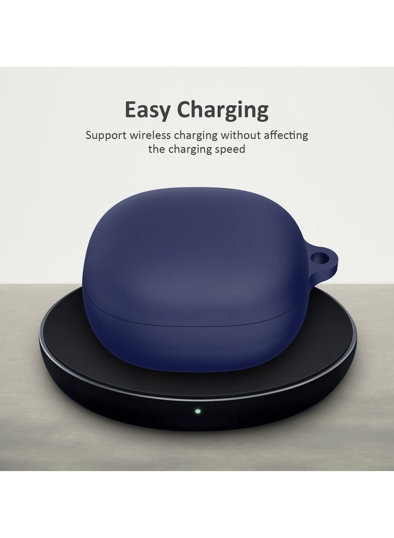 Silicone Case Compatible with Anker Soundcore Liberty 4 Protective Cover with Carabiner (Navy Blue) - Image 3