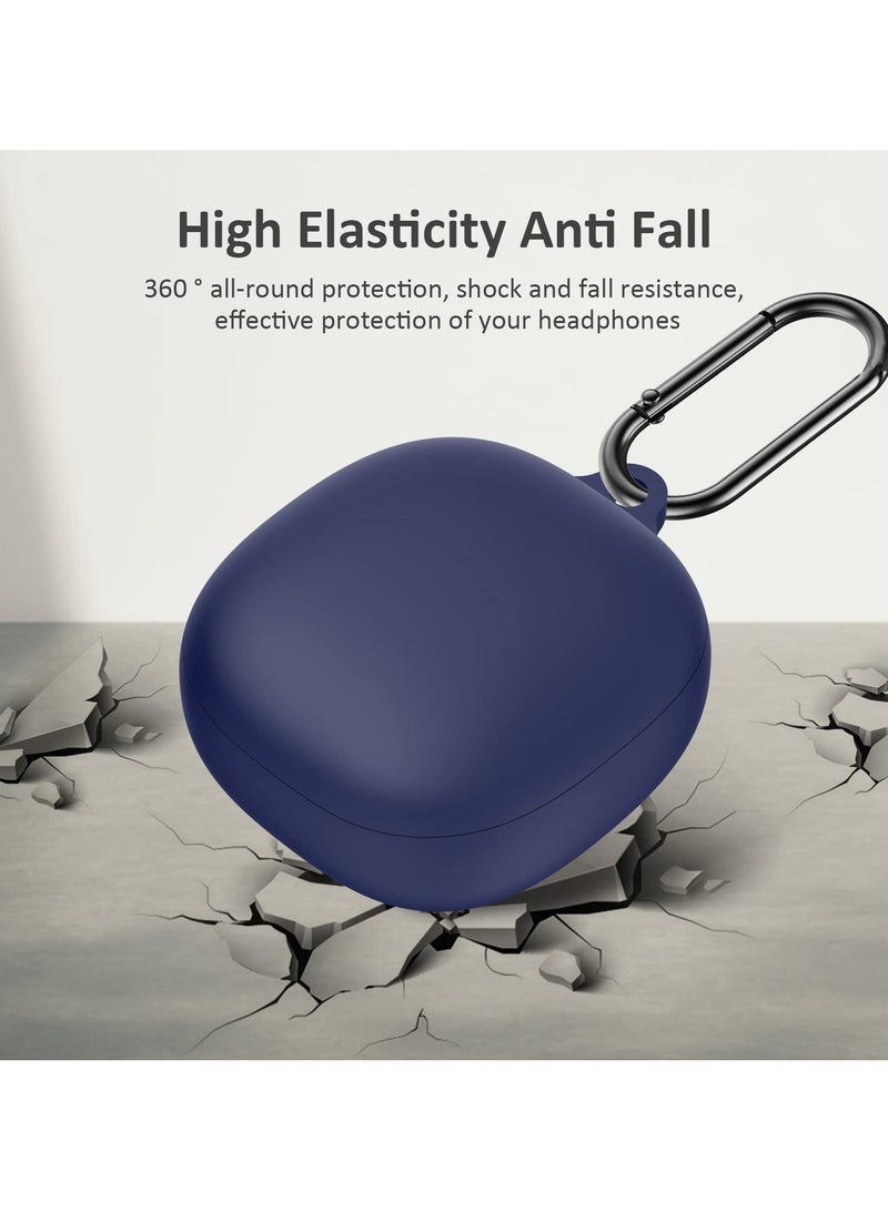 Silicone Case Compatible with Anker Soundcore Liberty 4 Protective Cover with Carabiner (Navy Blue) - Image 4