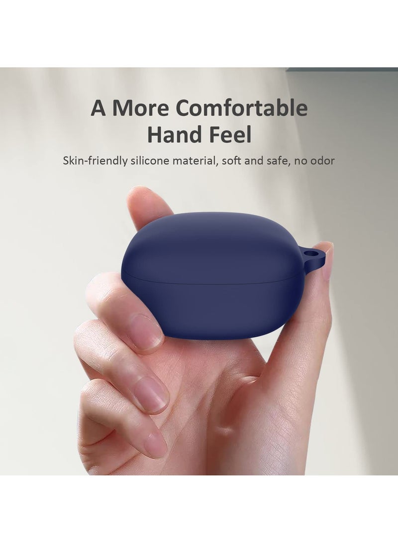 Silicone Case Compatible with Anker Soundcore Liberty 4 Protective Cover with Carabiner (Navy Blue) - Image 5