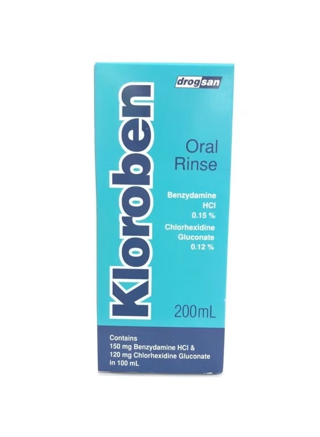 Kloroben Antibacterial & Anti-Inflammatory Mouthwash – Benzydamine + Chlorhexidine 200ml - Image 1