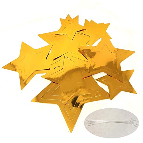 Shoro Pack of 10 Golden Metallic 3D Star Party Decoration Kit Star Party Supplies Hanging Decor for Party, Happy Birthday, Anniversary, - Image 2