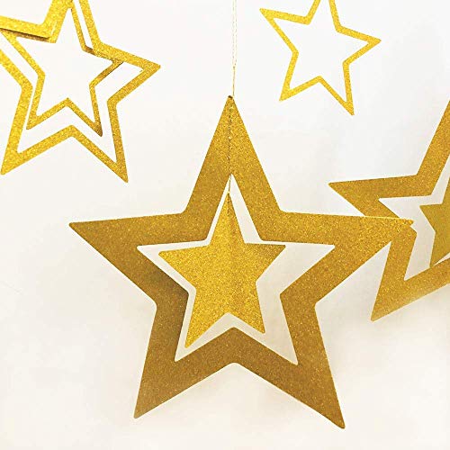 Shoro Pack of 10 Golden Metallic 3D Star Party Decoration Kit Star Party Supplies Hanging Decor for Party, Happy Birthday, Anniversary, - Image 5