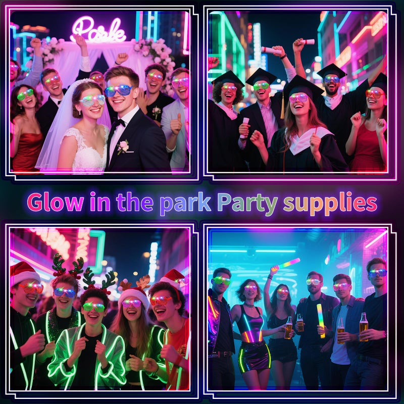 FathiSooc 42 PCs LED Glasses,Light Up Glasses,Glow Glasses Glow In The Dark Party Supplies Suitable For Kids/Adults, 3 Light up Modes, 6 Neon Colors Rave Party,Wedding, Birthday, Concert, New Year, Carnival - Image 2