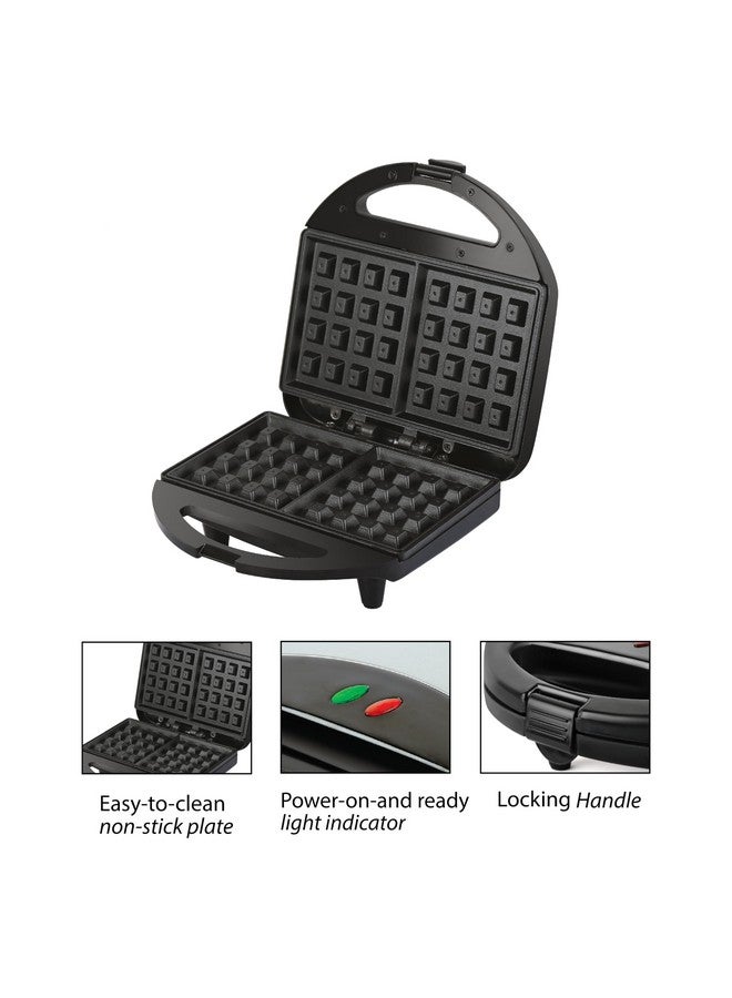 Cello Super Club Ultra Waffle Maker | Heavy Nonstick Heating Plate | Stainless Steel Body | Handle with Lock | Heat-Resistant Bakelite Body | Quick & Easy Waffles | 750W | Black - Image 5