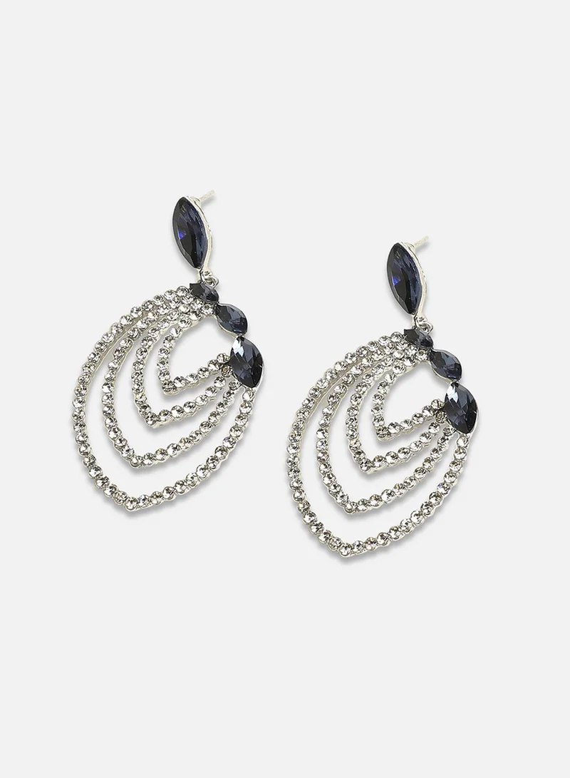 SOHI Contrast Embellished Lined Eye Artificial Drop Earring Jewellery