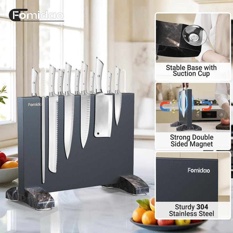 fomidao Magnetic Knife Holder Block,Black Magnetic Knife Stand for Kitchen Counter Top,Double Sided Stainless Steel Knife Storage,Strong Magnet Knife Rack - Image 5