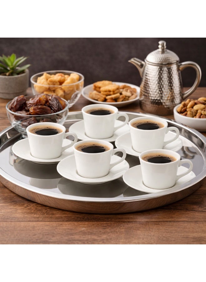 Safa ✨ White Porcelain Coffee Cup Set – 12 Pieces for 6 Persons | 170 ml ✨ - Image 1