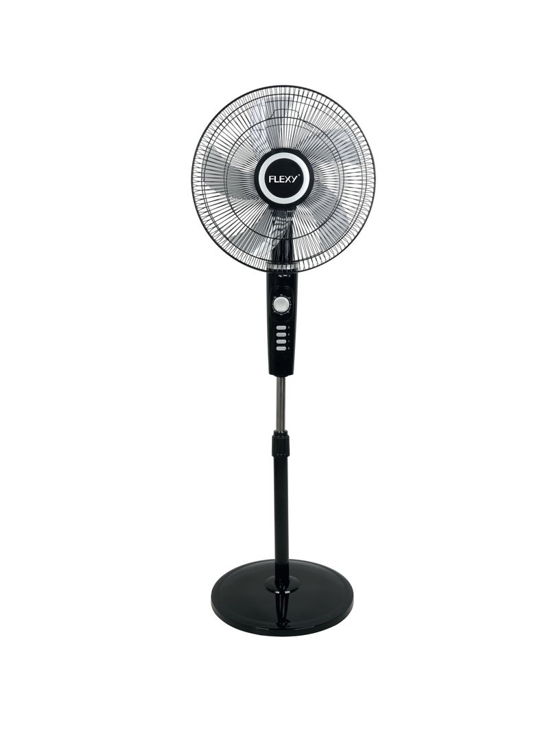 FLEXY® 16" Inch Stand Fan | Pedestal Floor Cooling Fan For Home And Outdoor Use | 5 Leaf 3 Speed Powerful Electric Tower Fan With Jet Fan Technology - Image 1