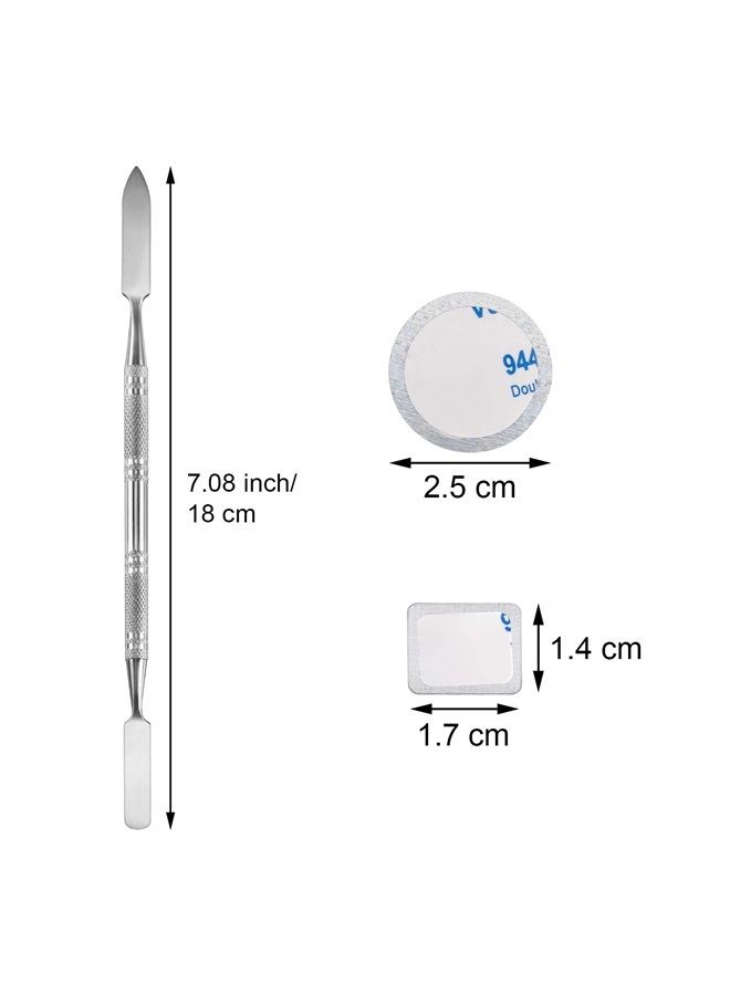 Sumind 101 قطعة ملصقات معدنية لمجموعة لوحات ظلال العيون، تشمل 1 أداة تفريغ مكياج، 50 قطعة ملصقات معدنية فارغة مربعة للوحات، و50 قطعة ملصقات دائرية ملونة للمكياج - Image 2