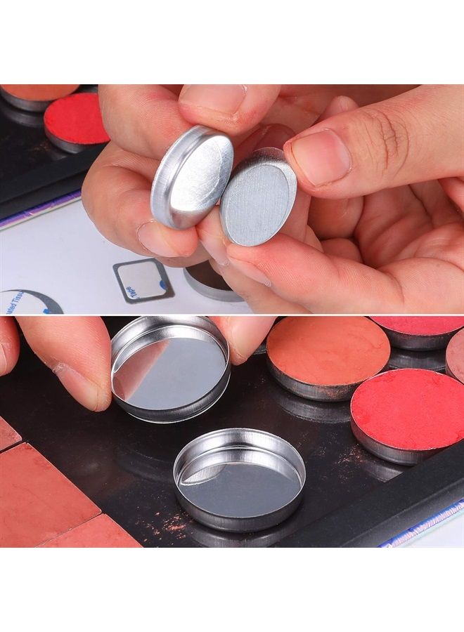 Sumind 101 قطعة ملصقات معدنية لمجموعة لوحات ظلال العيون، تشمل 1 أداة تفريغ مكياج، 50 قطعة ملصقات معدنية فارغة مربعة للوحات، و50 قطعة ملصقات دائرية ملونة للمكياج - Image 3