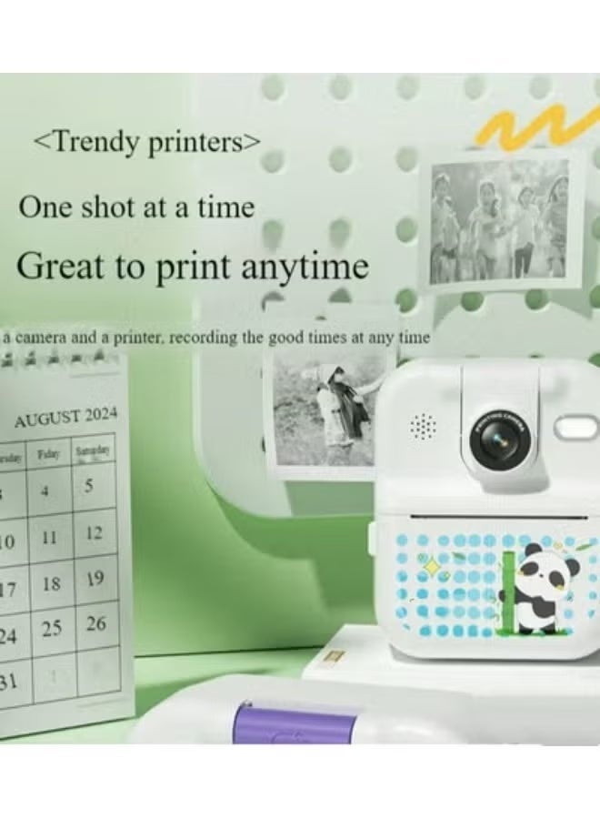 Camera printers, compact portable photo printers, photos, |Wi-Fi & Direct Printing 2.4 Inch Screen Dual Lens, 1080P HD Camera Comes with 32GB TF Card, Three Rolls of Paper - Image 3