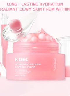 KOEC Pink Collagen Capsule Cream, Face Moisturizer - Lightweight Moisturizing Cream, Niacinamide for Uneven Skin Tone, Glow hydration,50g  - Image 2