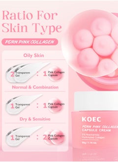 KOEC Pink Collagen Capsule Cream, Face Moisturizer - Lightweight Moisturizing Cream, Niacinamide for Uneven Skin Tone, Glow hydration,50g  - Image 4