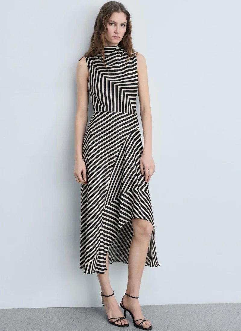 مانجو Striped Print Midi Dress