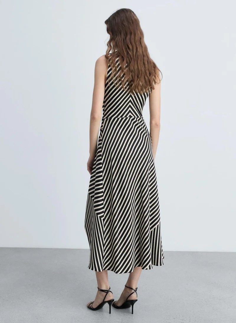 مانجو Striped Print Midi Dress