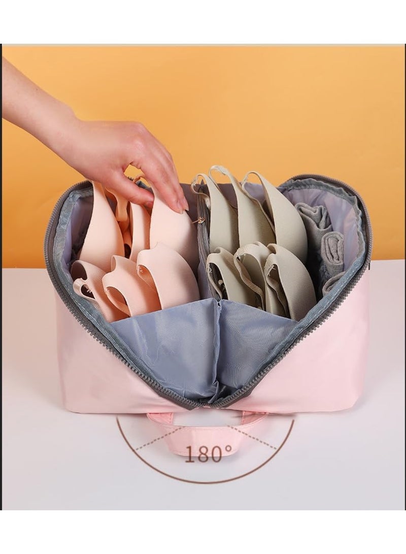 YelaJoy Travel Underwear Organizer Bag Multifunctional Travel Bra Underwear Storage Bag Portable Socks Lingerie Pouch,Pink - Image 5