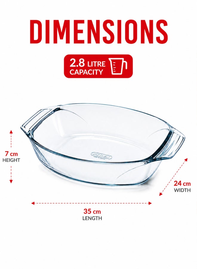 بيريكس Pyrex Irresistible Oval Glass Roaster 3L Borosilicate Glass Bakeware, Oven, Microwave & Freezer Safe, Ideal for Roasts, Chicken, Gratins & Casseroles, BPA Free - Image 2