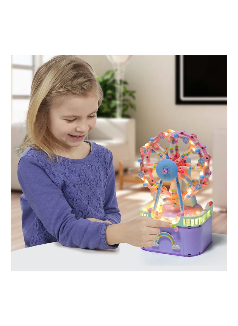 SYOSI - Ferris Wheel Music Box Bricks Model Set, Diy Building Block Amusement Park Ferris Wheel, with Lights, Mini Particle Construction Toy Compatible with Lego, Relieve Stress and Anxiety(710pcs ) - Image 1