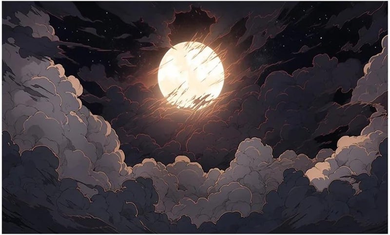 Fish Tank Background Aquarium Background Sticker Clouds Moon Comics Poster Decoration Fish Tanks Reptile Habitat(120x60cm 48x24in) - Image 1