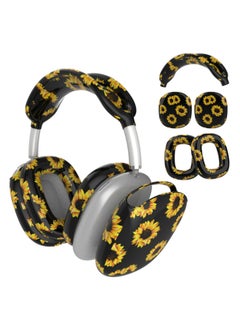 For Apple Airpods Max Earphone Case Headset Bluetooth Headset Protective Case Solid Color Silicone Earphone Case-Color:Sunflower Four-piece Set-Model:AirPods Max Headphone Case