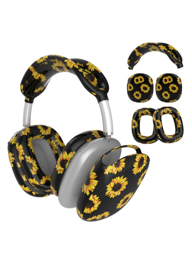 Generic - For Apple Airpods Max Earphone Case Headset Bluetooth Headset Protective Case Solid Color Silicone Earphone Case-Color:Sunflower Four-piece Set-Model:AirPods Max Headphone Case - Image 1