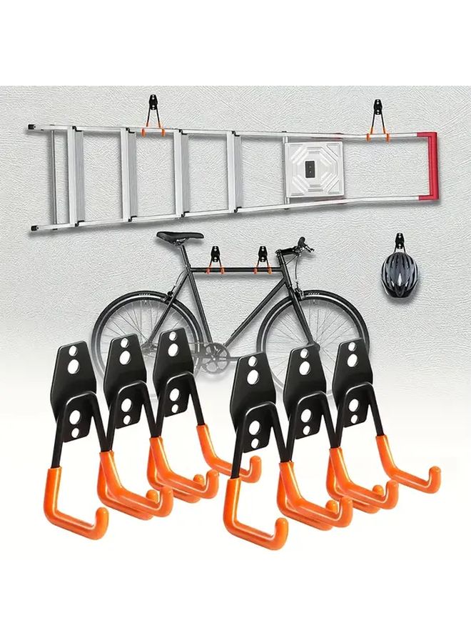 5 Pack Orange Heavy Duty Metal Bike Hooks Wall Mount Storage Hangers Anti Slip Utility Organizer - Image 2