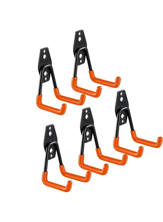 5 Pack Orange Heavy Duty Metal Bike Hooks Wall Mount Storage Hangers Anti Slip Utility Organizer - Image 1