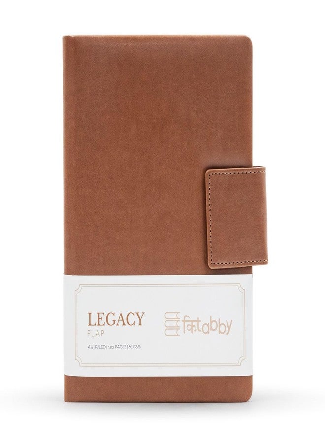 Kitabby - Legacy Flap - A5 Size - Hard Bound Notebook With A Magnetic Overlap - Padded Pu Soft Leather Cover Material - (Tan), 192 Pages - Image 1