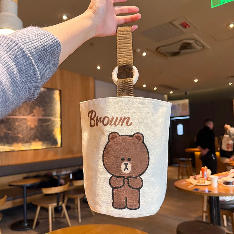 Factory Girls Canvas Bag Cartoon Bucket Bag Large Capacity Office Workers Small Bag Lunch Box Bag A Generation Of Hair - Image 2