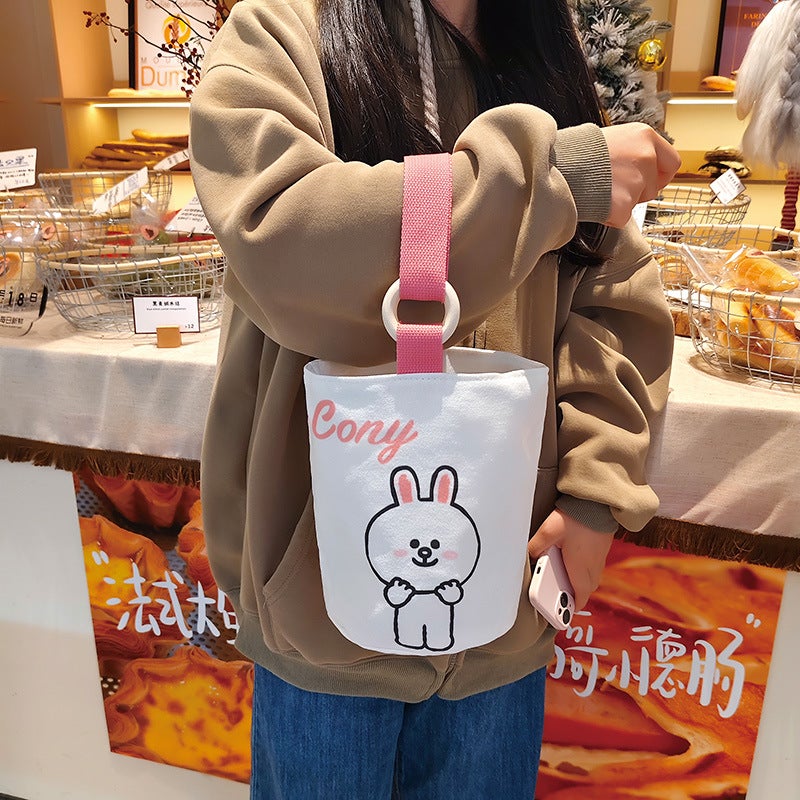 Factory Girls Canvas Bag Cartoon Bucket Bag Large Capacity Office Workers Small Bag Lunch Box Bag A Generation Of Hair - Image 1