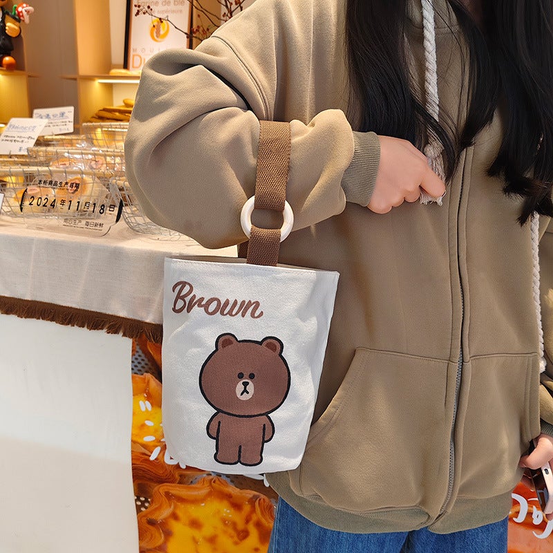 Factory Girls Canvas Bag Cartoon Bucket Bag Large Capacity Office Workers Small Bag Lunch Box Bag A Generation Of Hair - Image 5