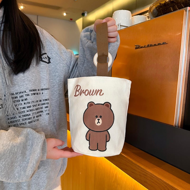 Factory Girls Canvas Bag Cartoon Bucket Bag Large Capacity Office Workers Small Bag Lunch Box Bag A Generation Of Hair - Image 4