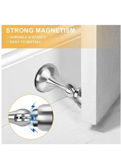 Arabest Magnetic Door Stop, 2 Pack Door Catch Holder with 3M Double-Sided Adhesive Tape,  Wall & Floor Mounted Door Stopper for Bedroom, Office (Silver)  - Image 3