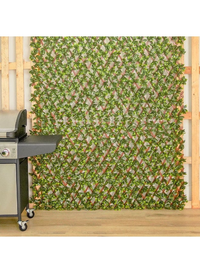 DANUBE HOME Artificial PVC Willow Fence Gardenia | Decorative Fence Cover With Plastic Plant Decor | Uv Resistant Faux Plants Greenery Artificial Hedges For Outdoor 90x180cm - Green 231202708858  - Image 1