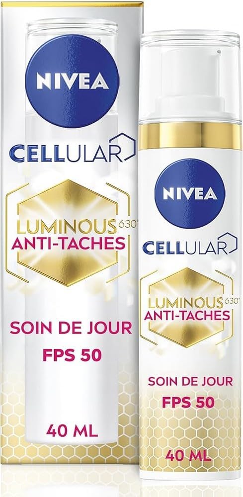 NIVEA Cellular Luminous 630 Day Care SPF 50 AntiStain 1 x 40 ml Face Care Enriched with Hyaluronic Acid Vitamin E Womens Complexion Perfecting Care