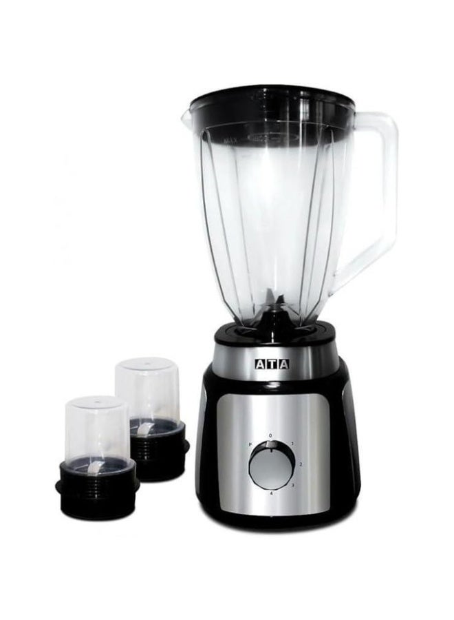 خلاط ATA كهربائي، 1000 واط، دورق زجاجي 1.8 لتر، 2 مطحنة، هيكل ستانلس ستيل أسود - موديل BL-1000